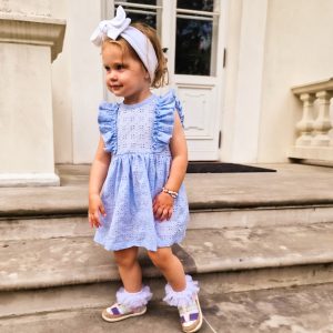 sukienka ażurowa błękitna