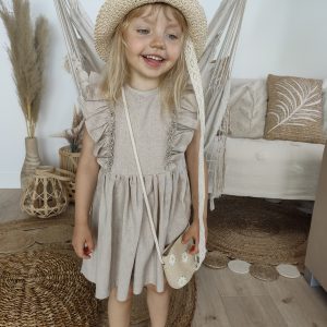 sukienka lniana beżowa