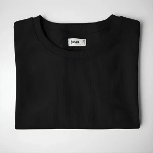 Longsleeve drobny prążek dla chłopca czarny