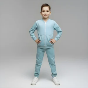 Bluza chłopięca rozpinana z kangurką kolor jeans