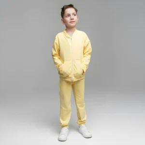 Bluza chłopięca rozpinana z kangurką kolor bananowy