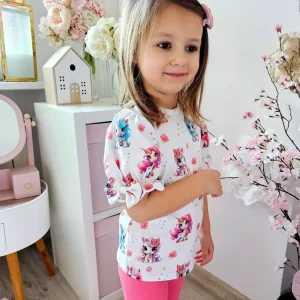 Body Bluzka bufka na krótki rękaw jednorożce z kokardką