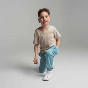 body tshirt prążek melanż beż