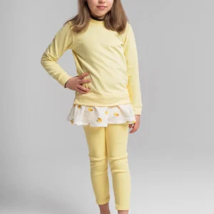 Bluza dresowa bananowa z falbaną w cytrynki