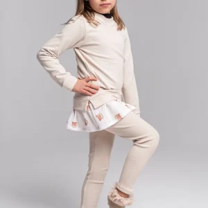 Bluza dresowa beżowa z falbankami w misie