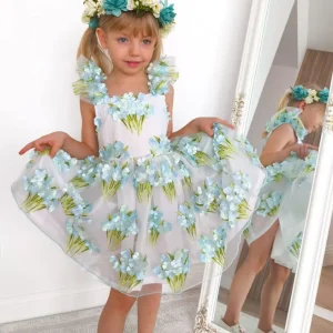 Sukienka wizytowa z kwiatkami 3D