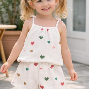 Komplet serduszka na muślinie