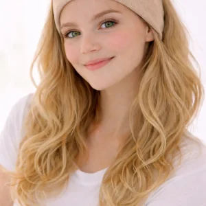 Opaska prążkowana beżowa dla mamy