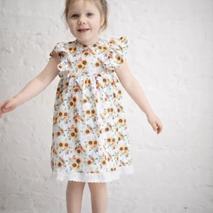 sukienka słoneczniki z koronką