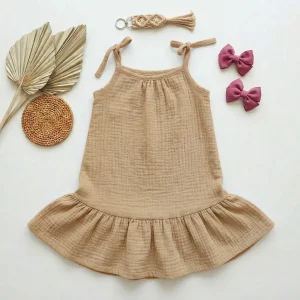 sukienka muślinowa karmelowa