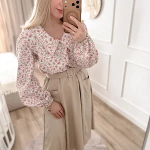 Bluzka damska łączka z kołnierzem