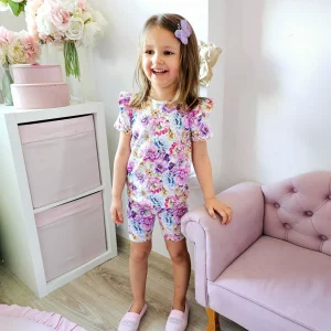 Body Bluzka kolorowe kwiaty krótki rękaw