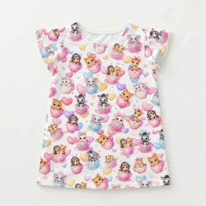 Bluzka zwierzątka w filiżankach