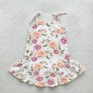 sukienka wiązana letnia morelowe róże