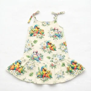 sukienka wiązana letnia papugi