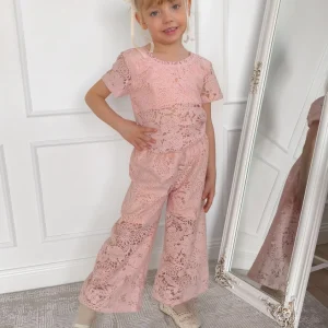 komplet koronkowy ze srebrną nitką dziecięcy